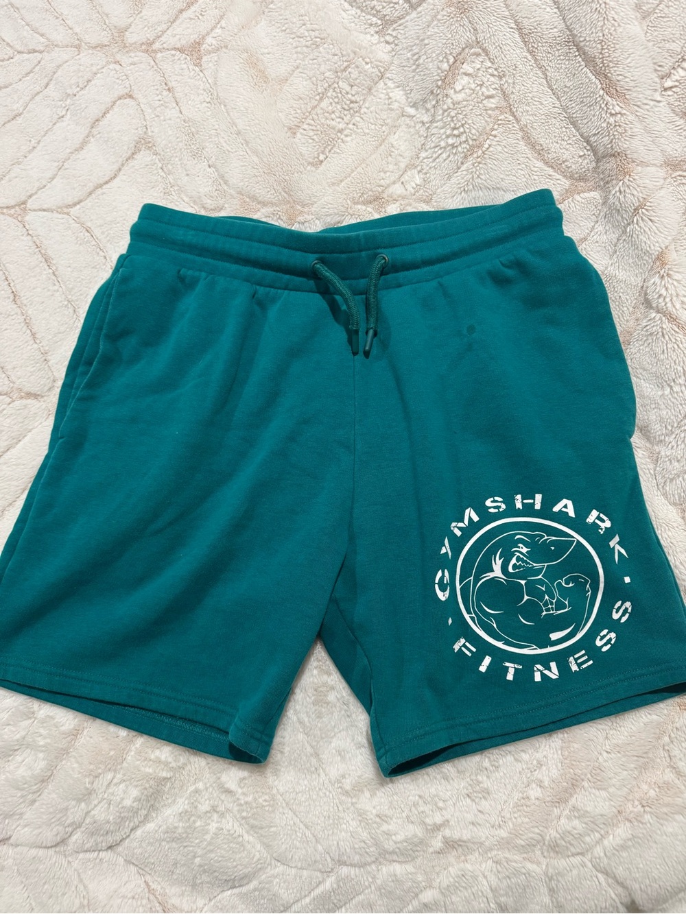 Gymshark Men’s Teal Green Athletic Shorts with White Logo